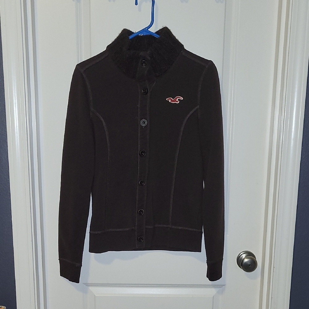 Y2K Hollister Dark Brown Cardigan With Sweater Accents